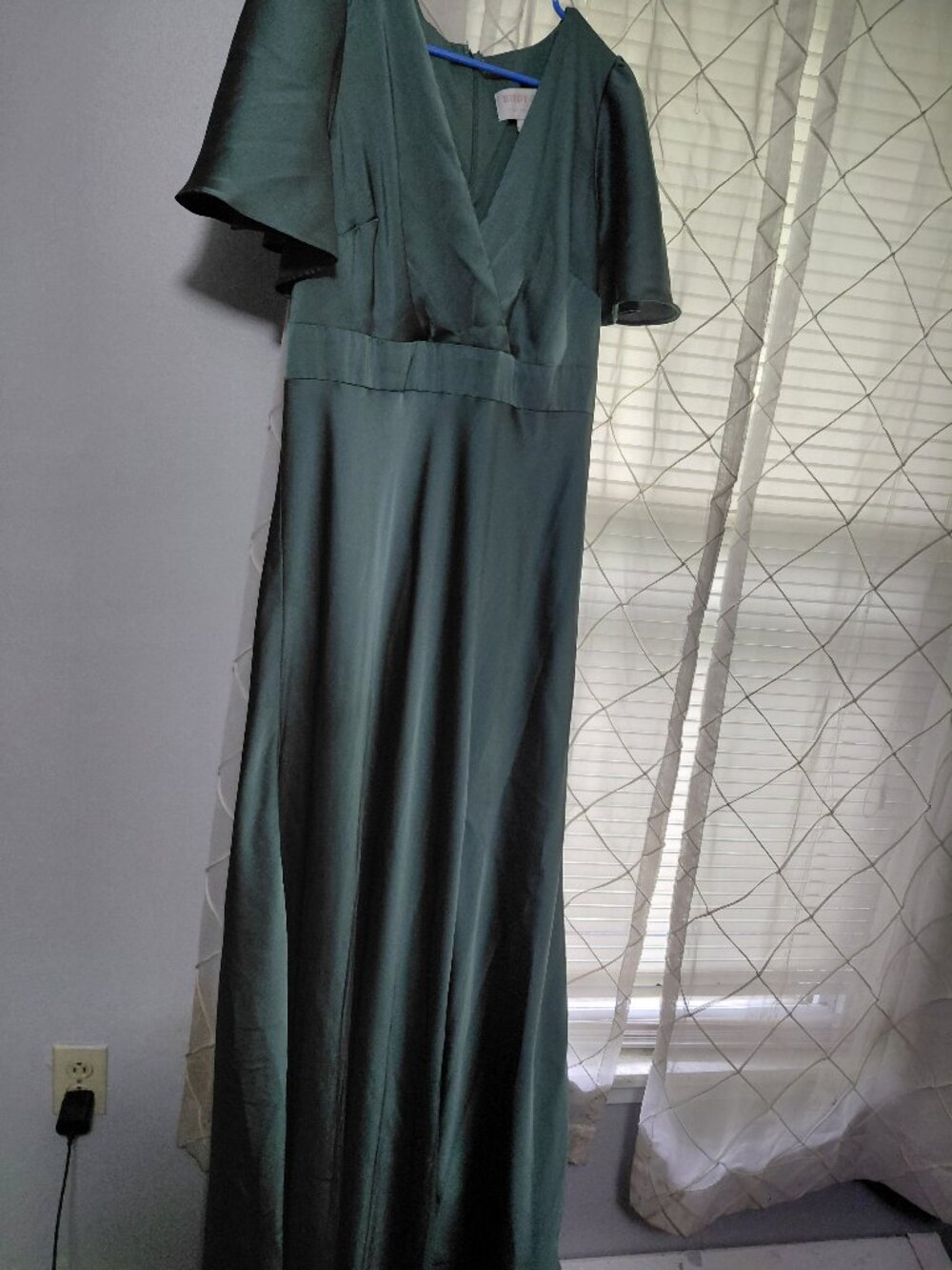 Birdy Grey Sage Green Flutter Sleeve Maxi Bridesmaid Dress Size L